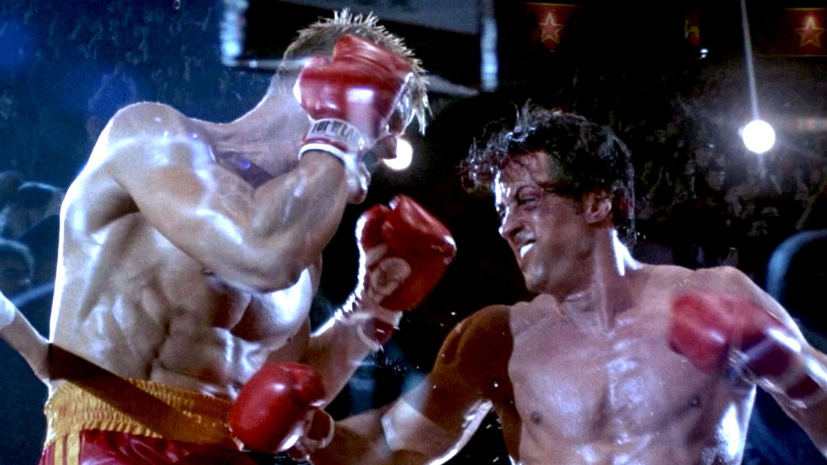Rocky punching Ivan Drago in “Rocky IV: Rocky vs. Drago The Ultimate Director’s Cut”