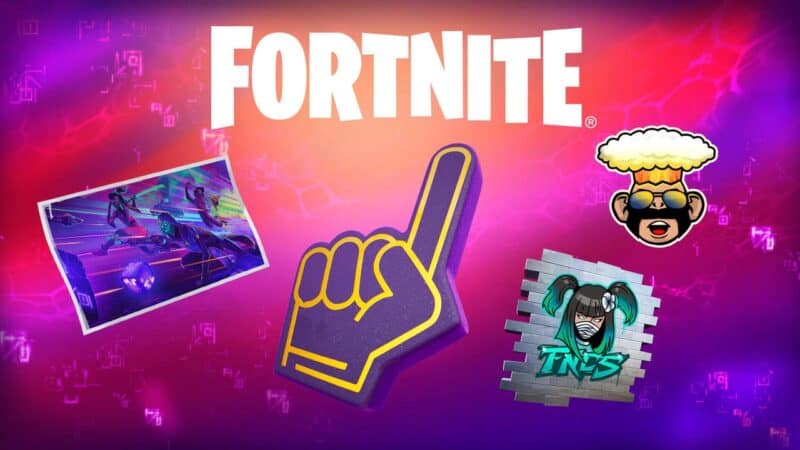 The word "Fortnite" appears above various different in-game cosmetics players can earn through FNCS Season 8 Twitch drops.