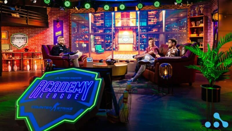 The custom set for WePlay's Academy League, which has a cozy college dorm vibe