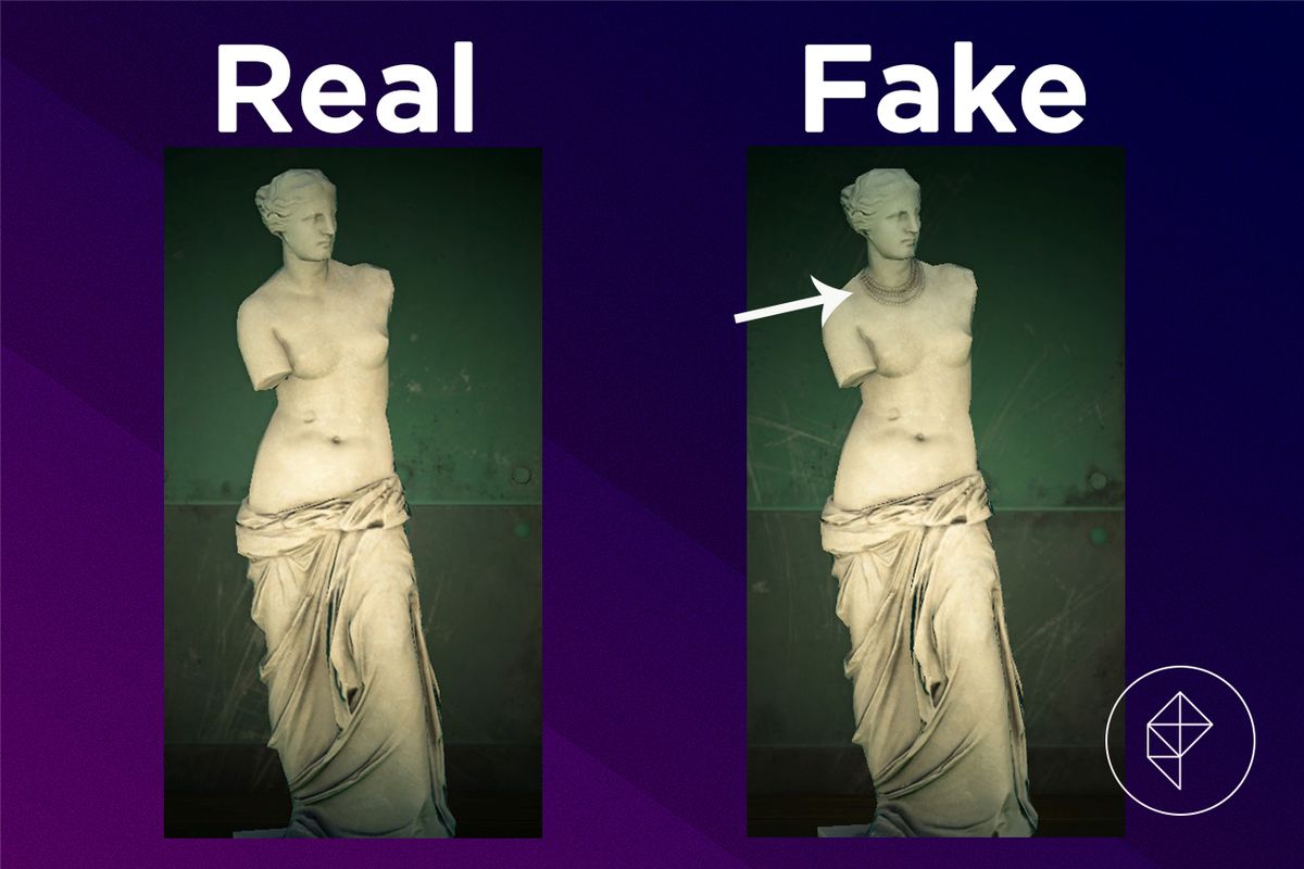 A comparison of the real and fake Beautiful Statue