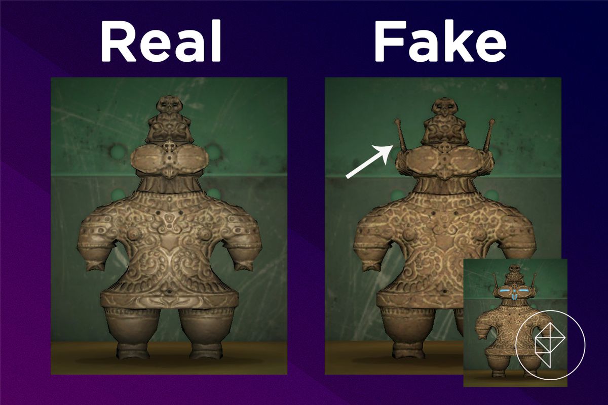 A comparison between the real and fake Ancient Statue