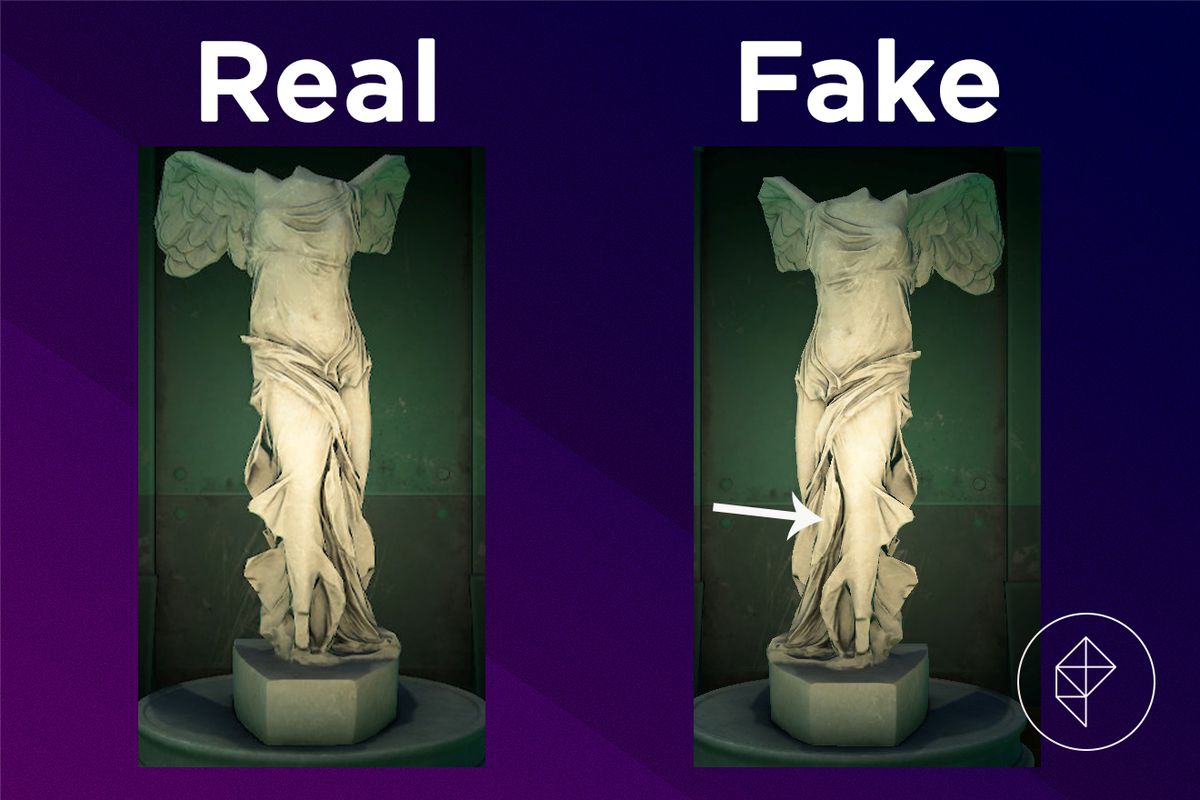 A comparison between the real and fake Valiant Statue