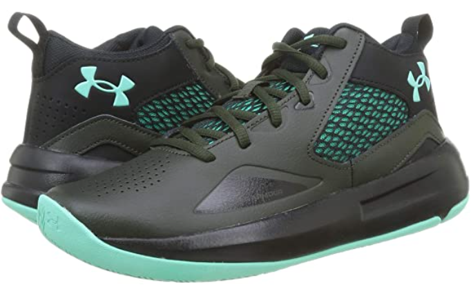 Best basketball shoes Under Armour product image of a pair of baroque green and black sneakers.