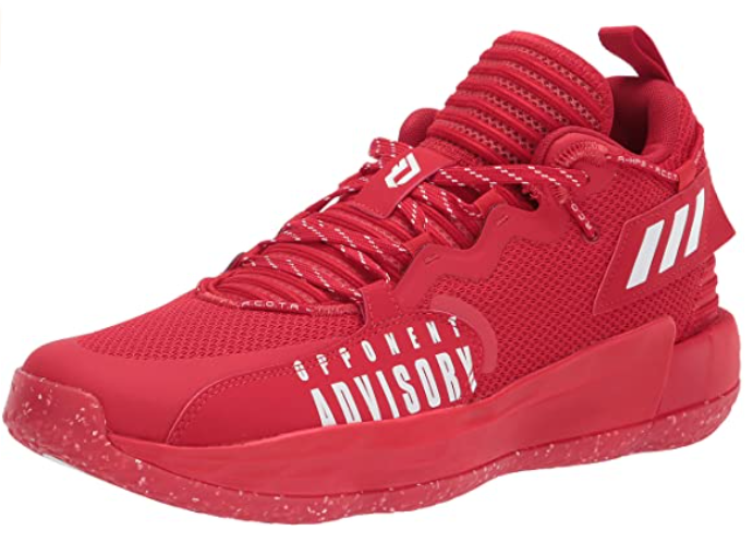Best basketball shoes adidas product image of a single read sneaker with 'opponent advisory' written in white on the side.