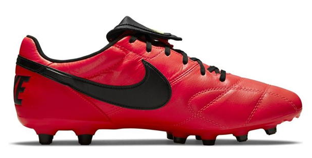 Best football boots Nike Premier II product image of a singular red boot with black Nike tick