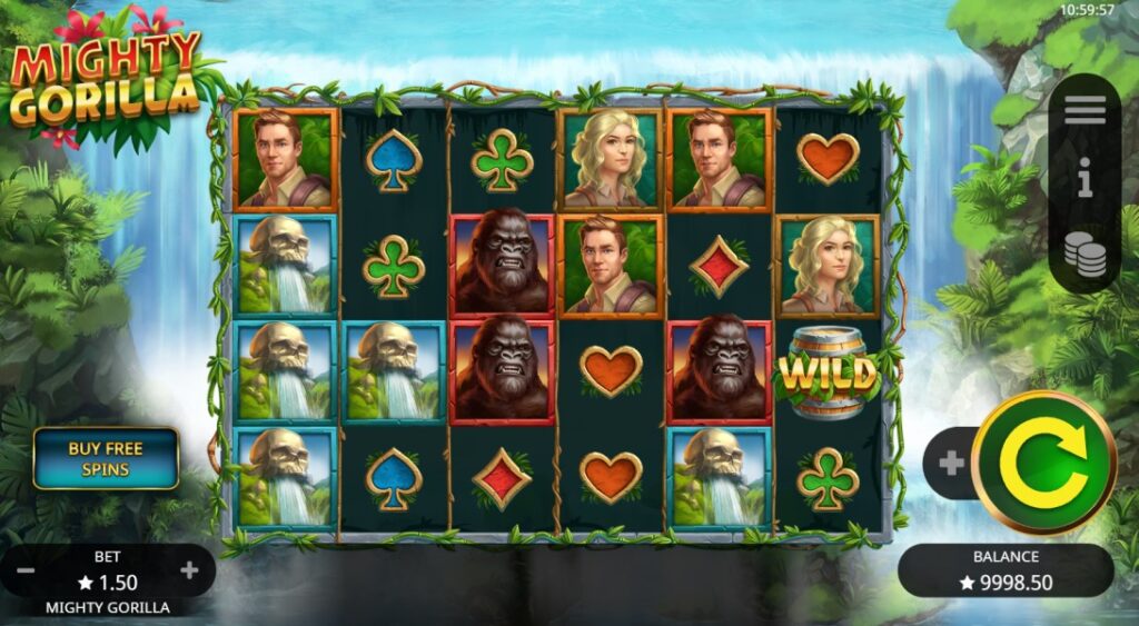 Mighty Gorilla slot reels by Booming Games