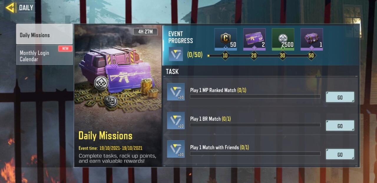 Daily missions and rewards