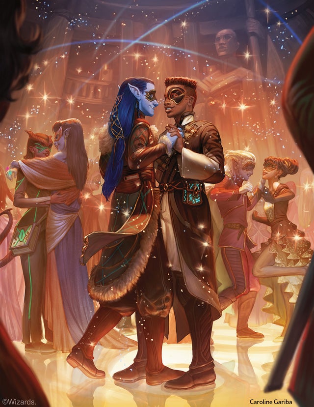 Students dance at a (semi) formal ball in this concept art by Caroline Gariba.