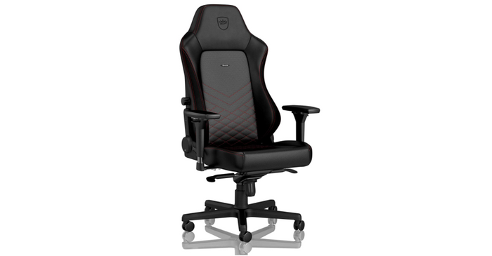 Everything you need for Call of Duty Vanguard noblechairs product image of an all-black chair with red stitching.
