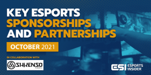 Key esports sponsorships and partnerships, October 2021