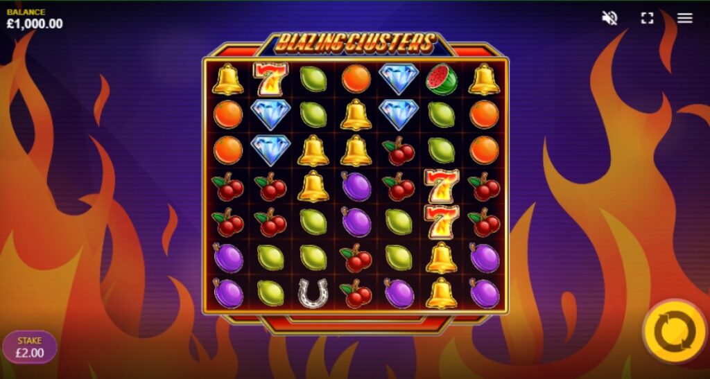 Blazing Clusters slot reels by Red Tiger