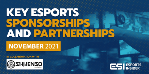 Key esports sponsorships and partnerships, November 2021