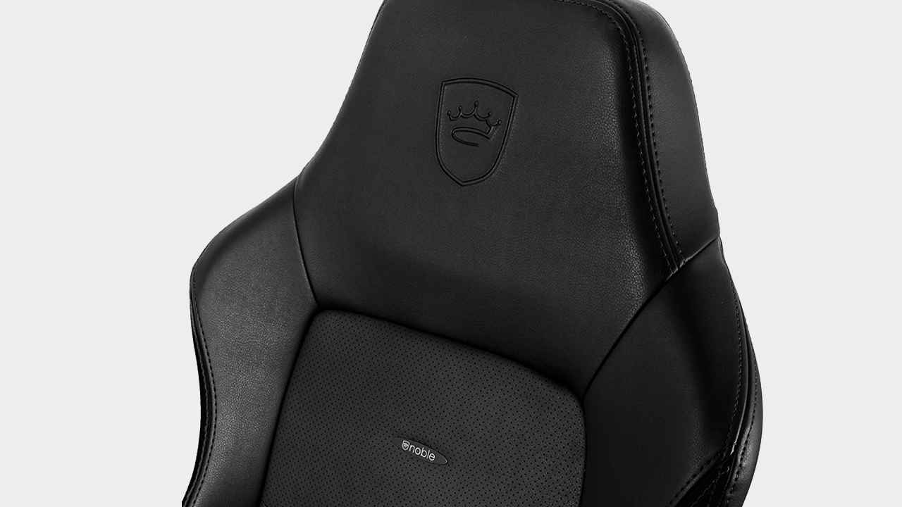 Noblechairs Hero gaming chair on a grey background.