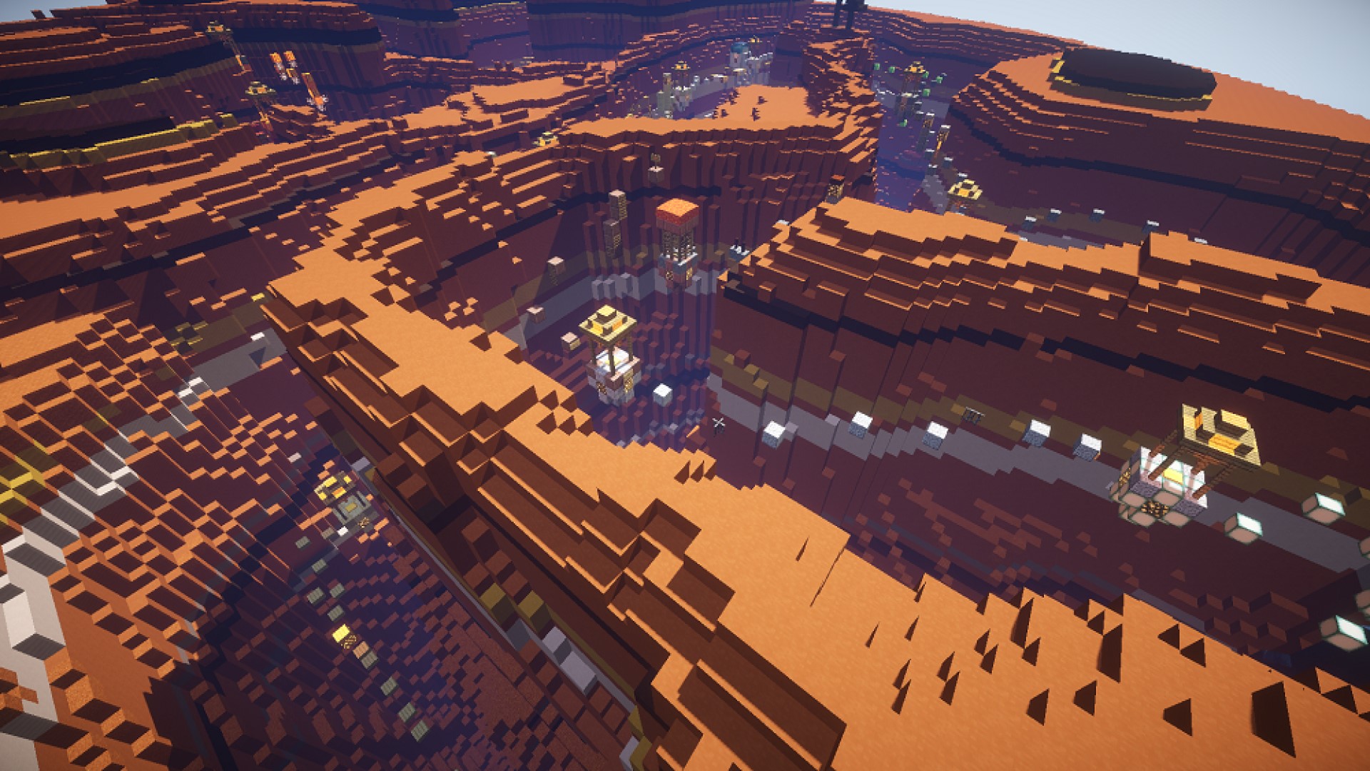 A view of a canyon in Minecraft parkour map, Canyon Jumps