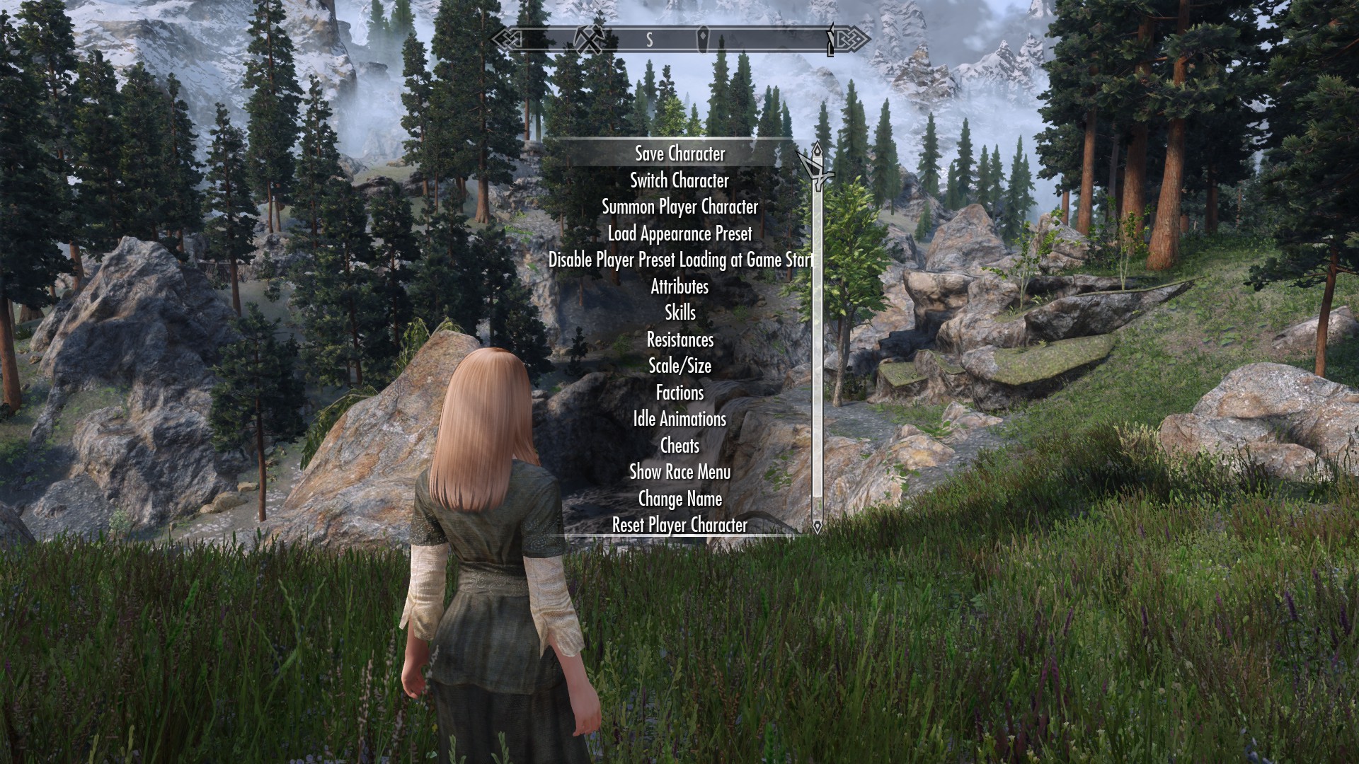 The menu for Project Proteus, one of Skyrim's best mods