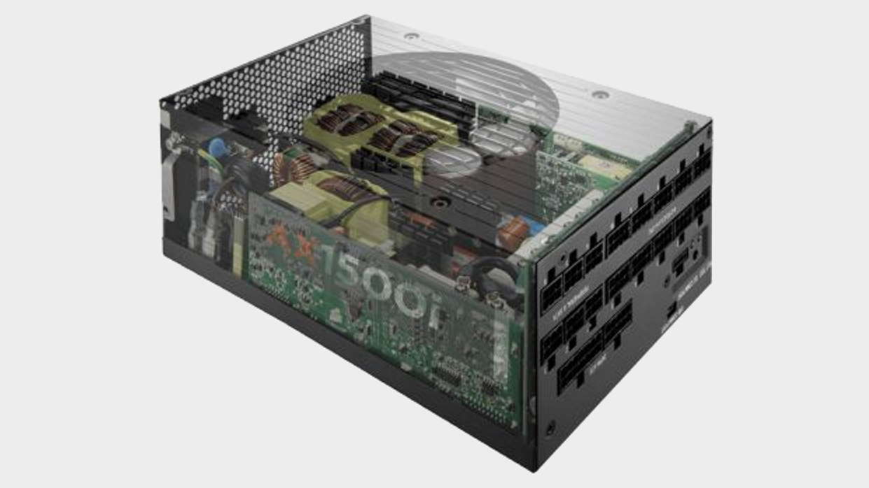 Transparent illustrative image of the inside of a Corsair power supply
