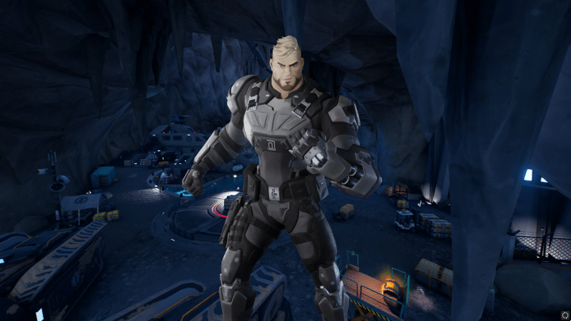 The Fortnite Character, Gunnar, who you must defeat to acquire the Mythic Stinger SMG, in Covert Cavern