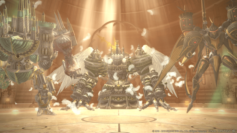 سه نفر از باس‌های حمله از Final Fantasy XIV's Alexander Raids