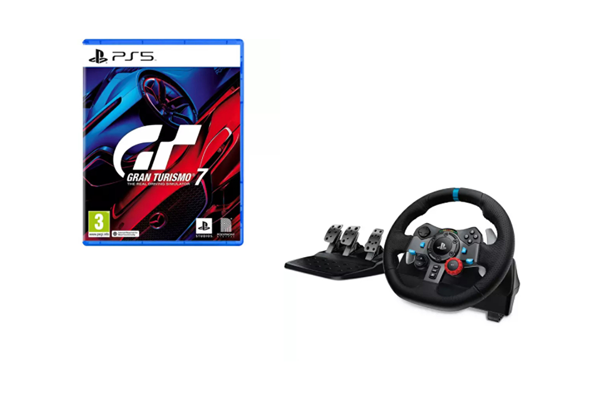 Get Gran Turismo 7 with a Logitech Wheel and Pedals for £265