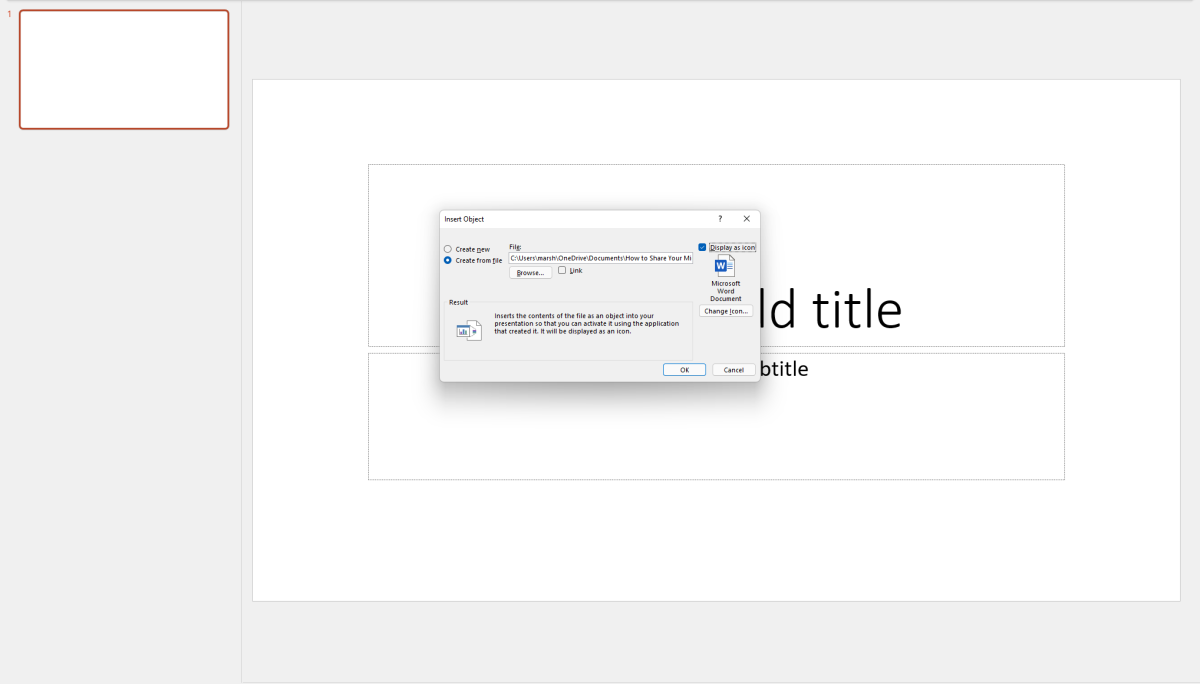 Choose how to insert the document