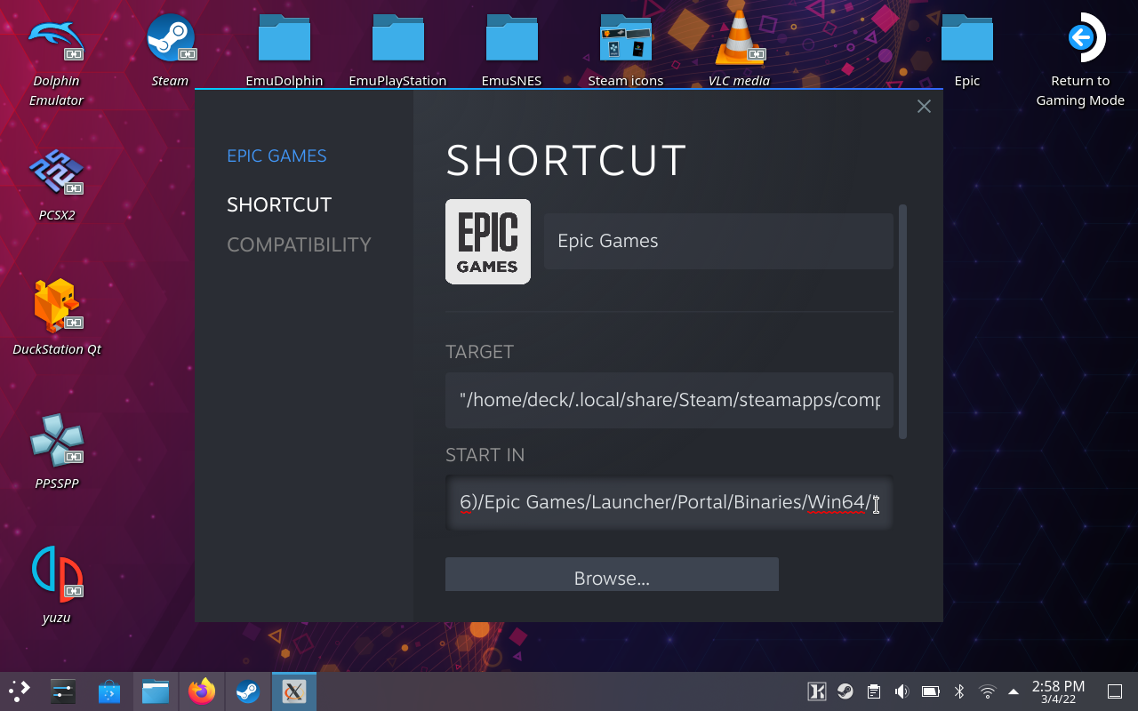 How to install the Epic Games launcher on Steam Deck