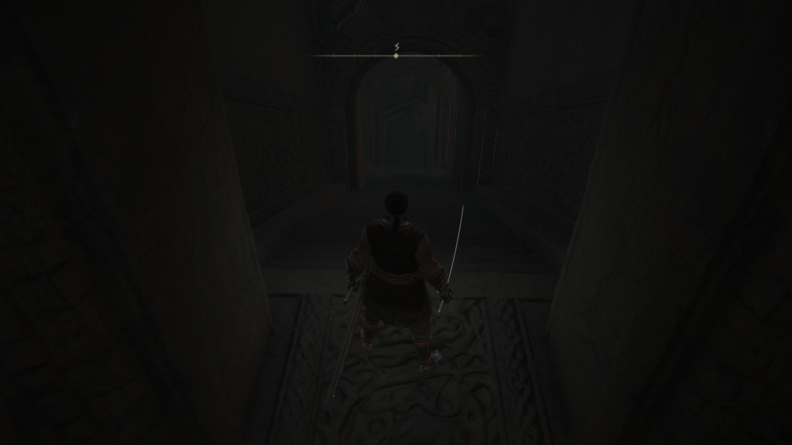 dark stairwell down to enemies