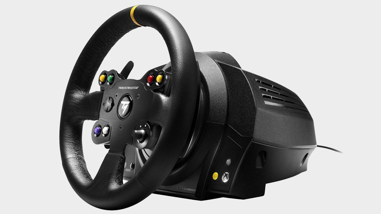 Thrustmaster TX Racing Wheel with base unit from side angle