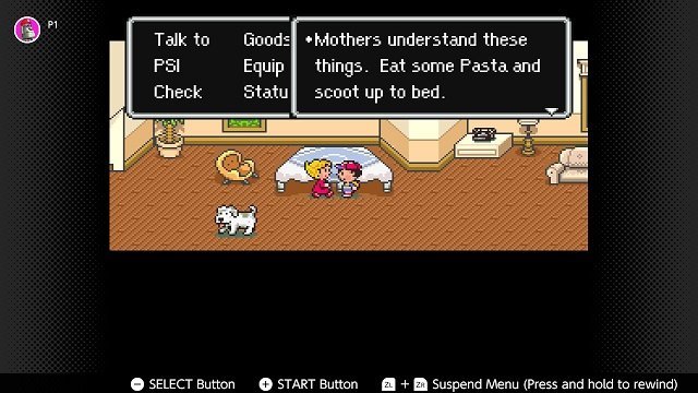 Earthbound Nintendo Switch Walkthrough - Mother understand these things. Eat some Pasta and scoot up to bed