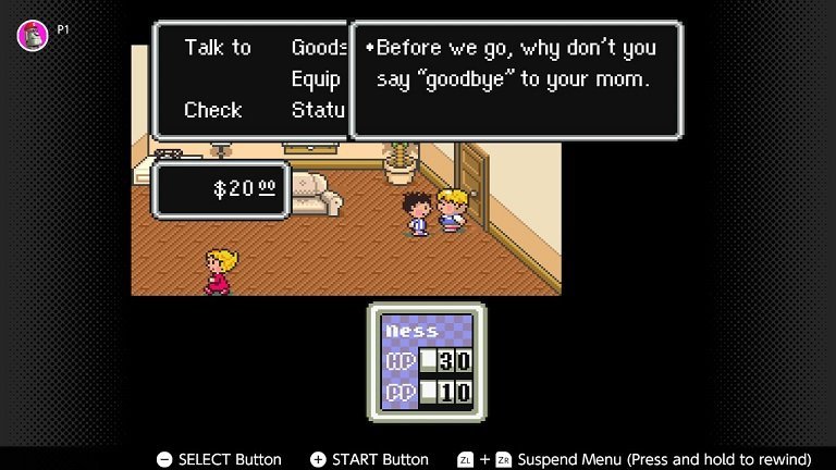 Earthbound Nintendo Switch Guide Walkthrough - Before we go why don't you say goodbye to your mom