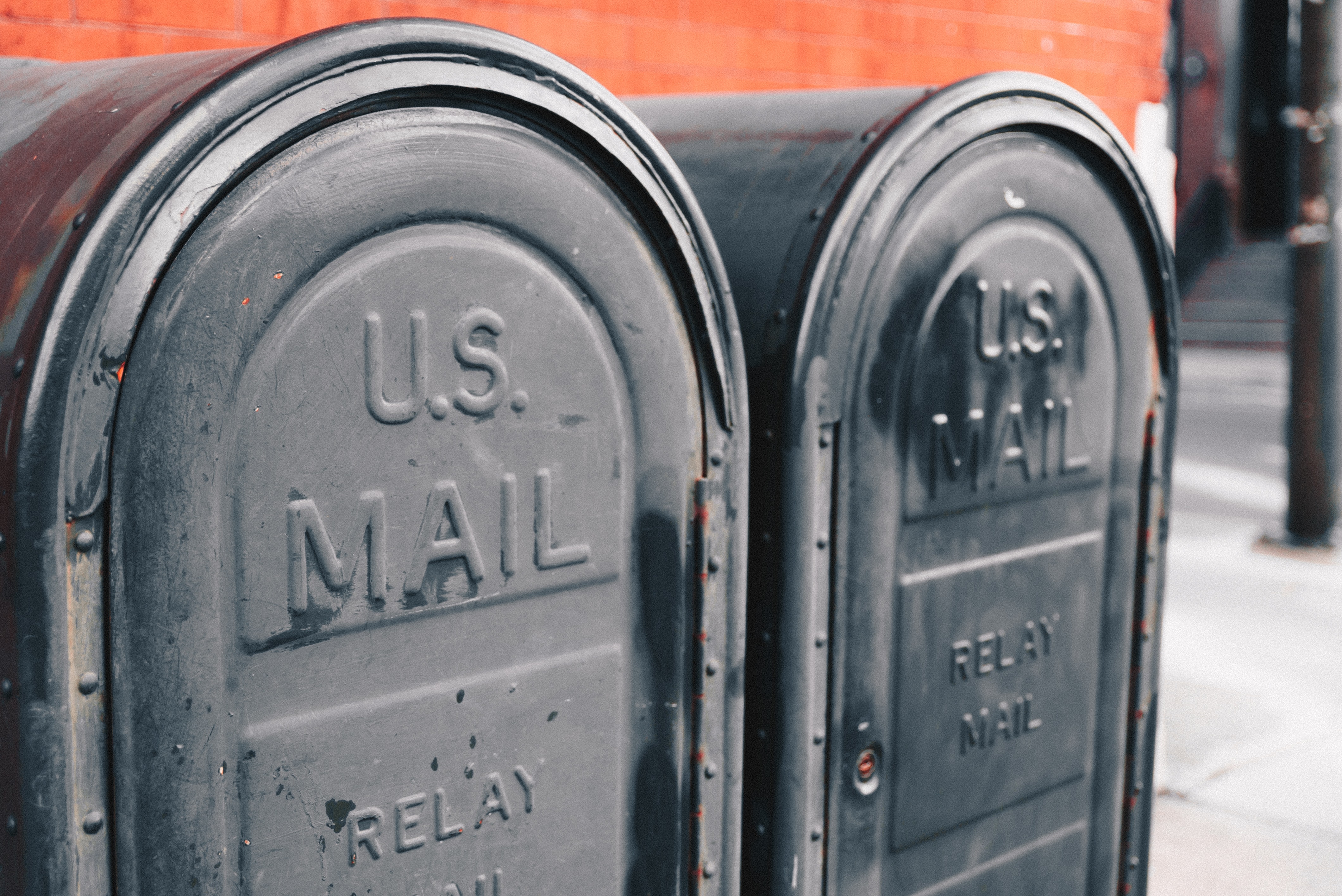US Mail relay mail boxes on a street
