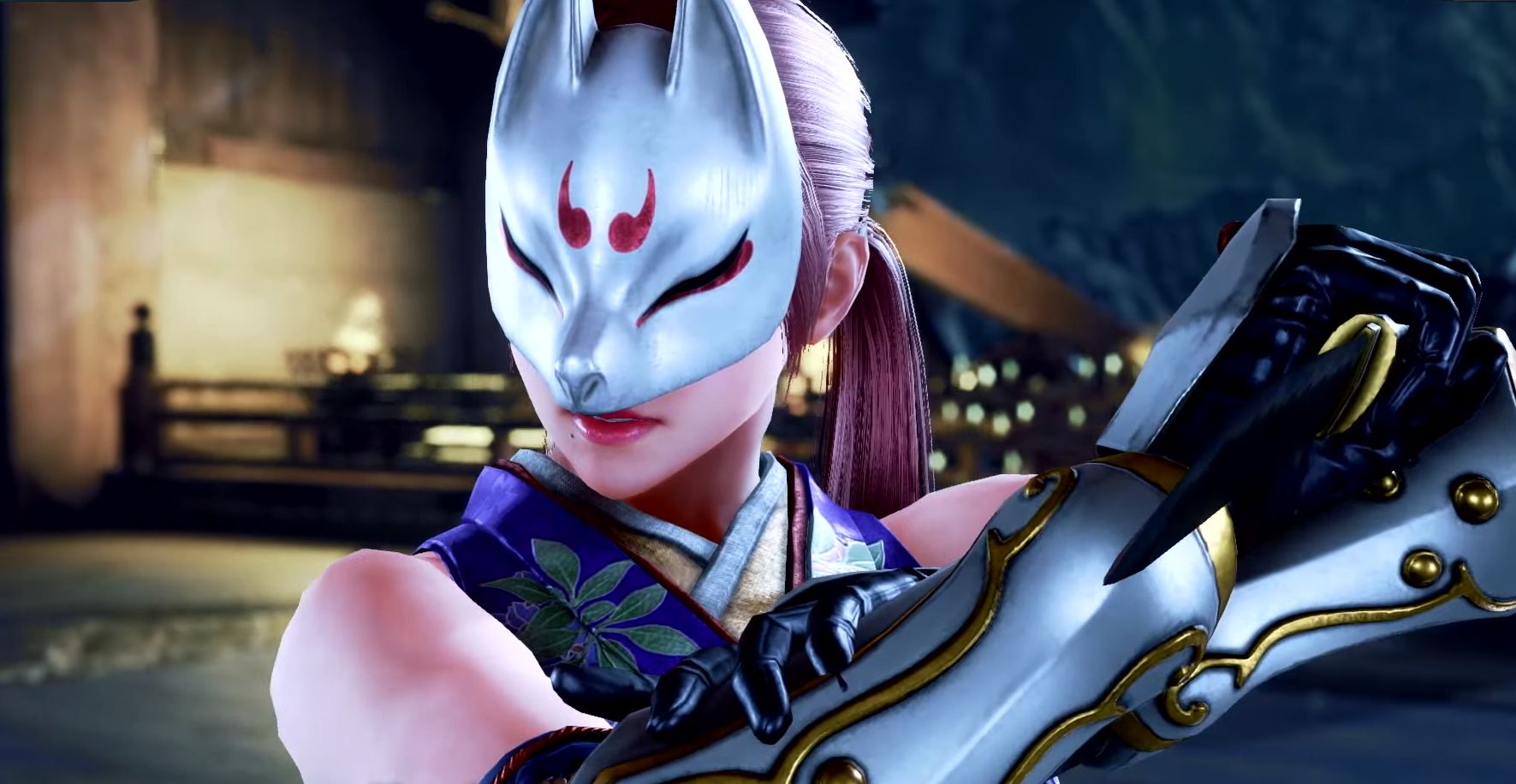 A close-up of Kunimitsu, as she appears in Tekken 7