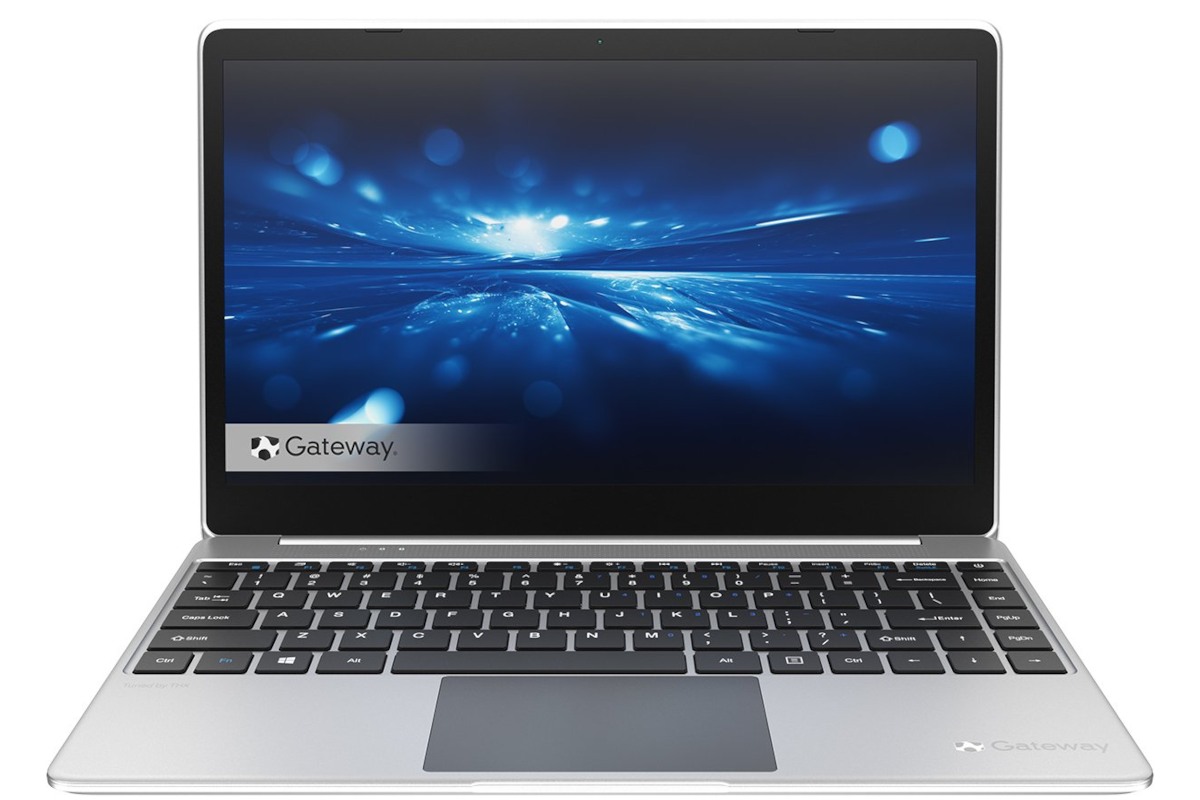 a silver laptop facing front