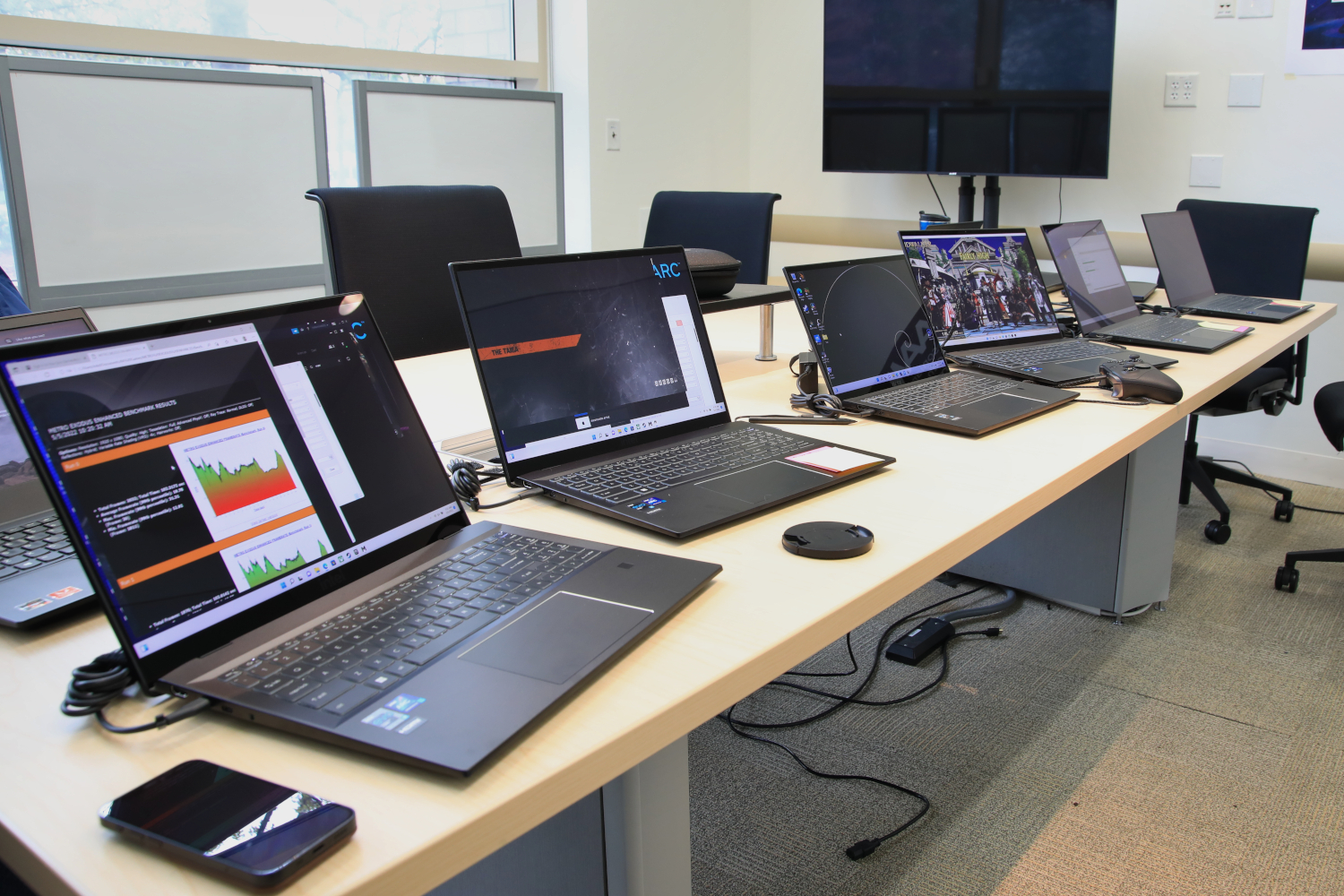 Arc laptops at Intel's Jones Farm Campus