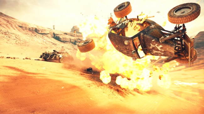 A car exploding in Mad Max