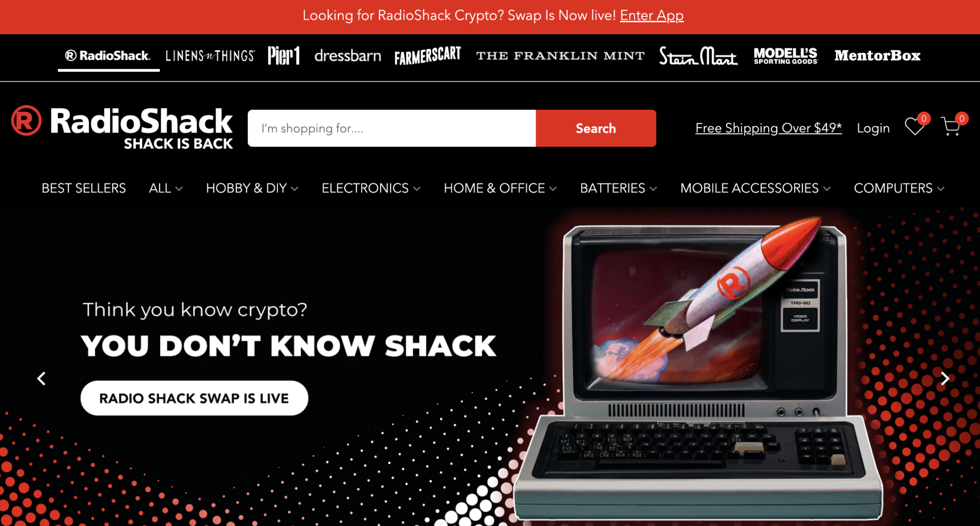 RadioShack homepage