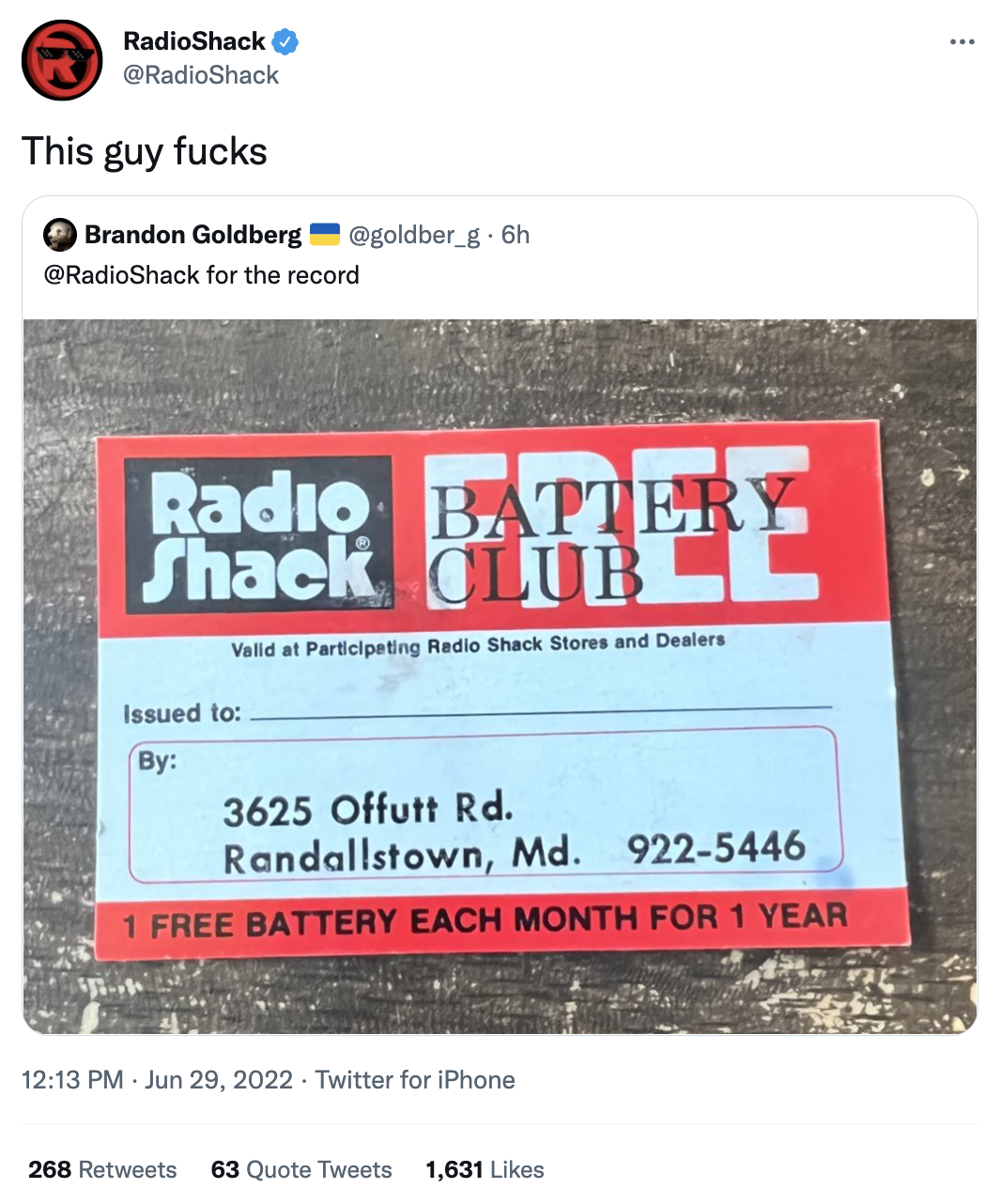 RadioShack "This Guy Fucks" Tweet