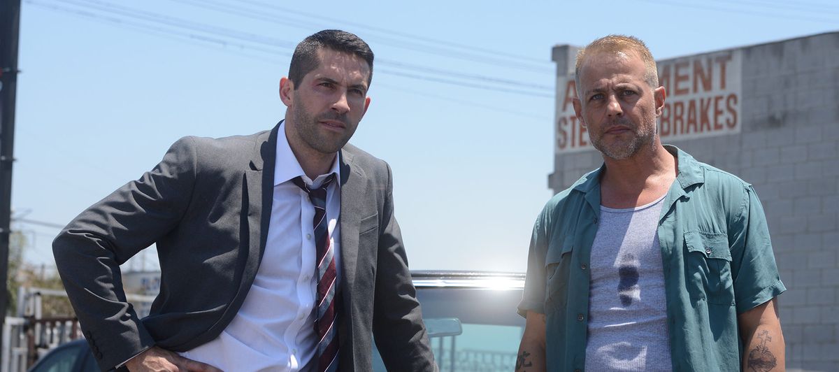 Scott Adkins and Louis Mandylor as French and Sue in The Debt Collector.