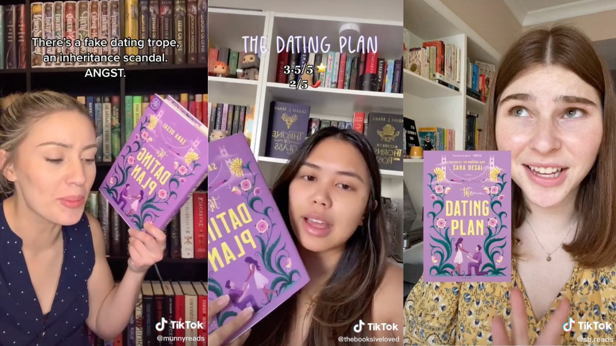 BookTokkers holding their copies of 'The Dating Plan'.