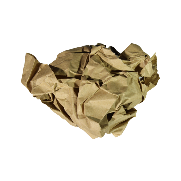 A crumpled piece of brown packing paper.