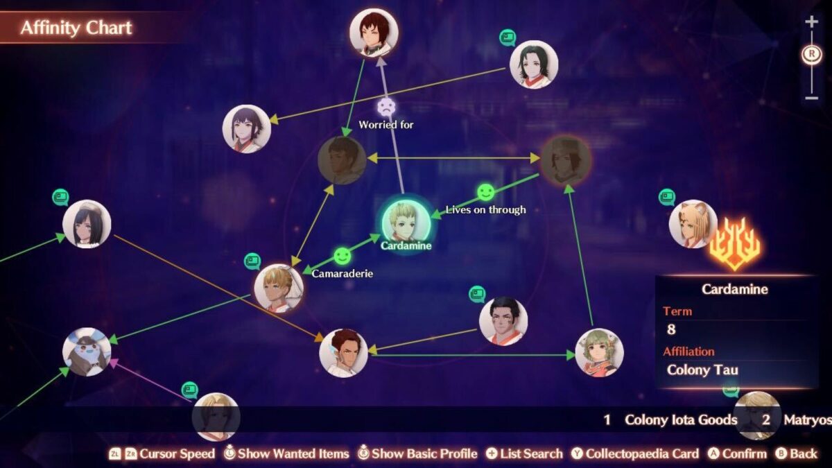 Xenoblade Chronicles 3 affinity chart for Colony 9