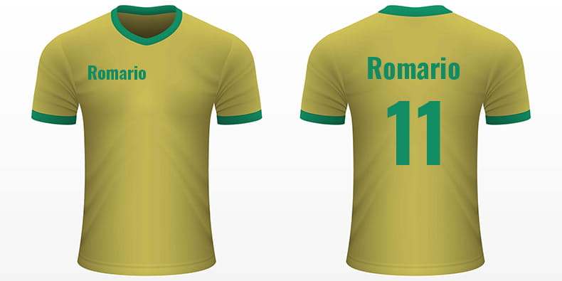Football Jersey with Romario's Name and Number on It