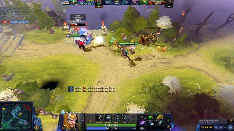 Dota 2 - Skywrath Mage uses Rod of Atos to root Witch Doctor
