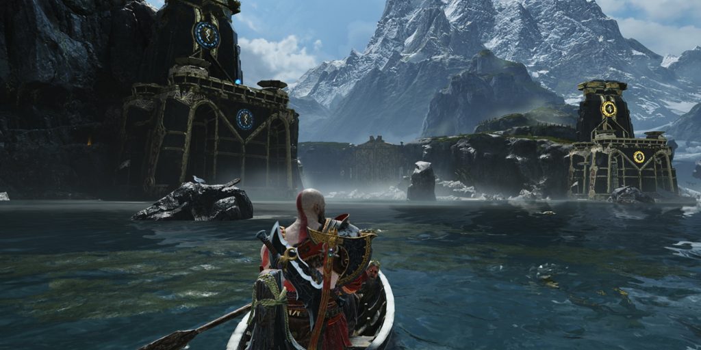 Kratos Rowing Through The Lake Of Nine