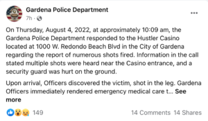 Security Guard Shot in Armored Car Heist at Hustler Casino, California