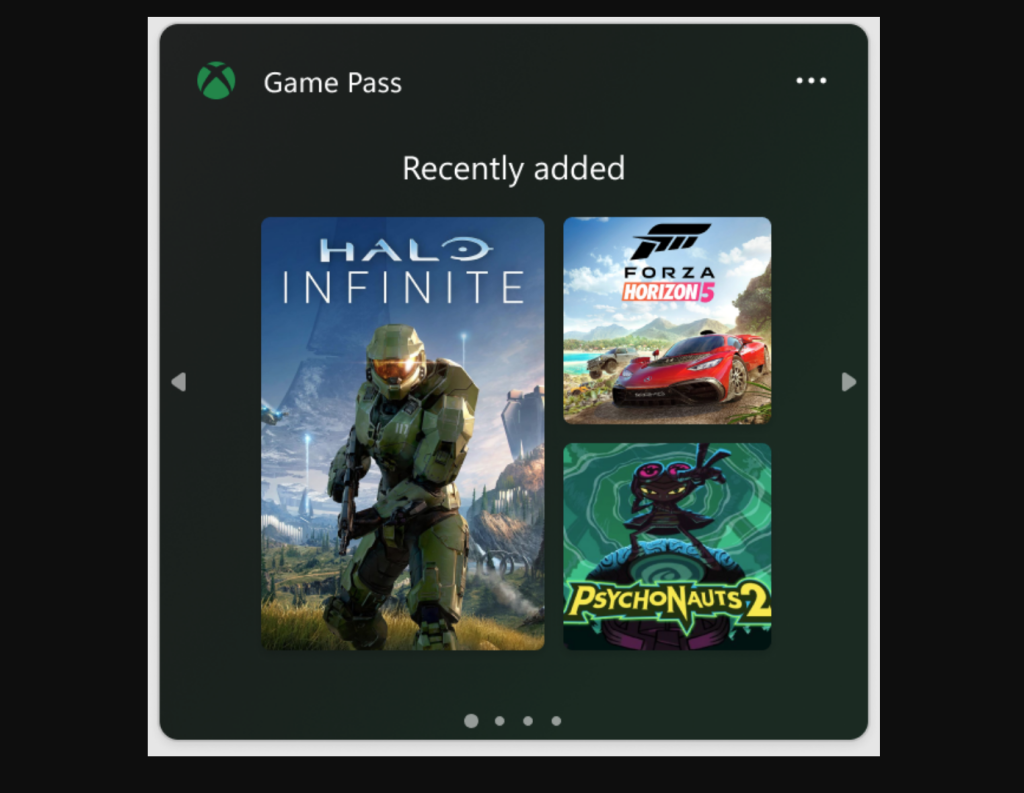 Microsoft Xbox Game Pass widget