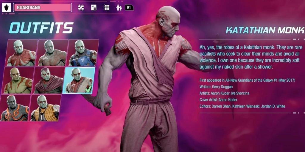 Marvel's Guardians of the Galaxy Drax Katathian Monk Outfit