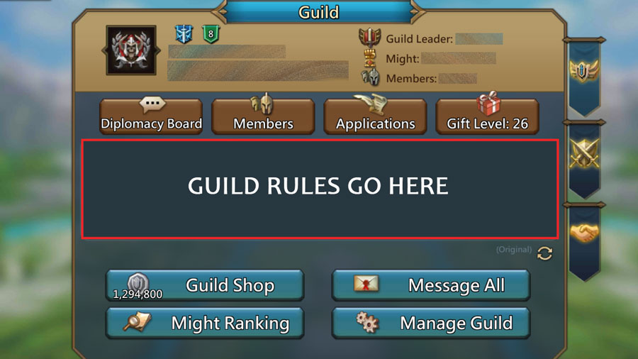 Guild Rules Internal Screen
