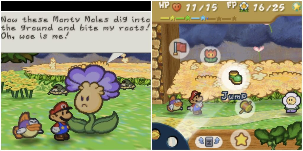 Paper Mario Gameplay Combat And Flower Dialog