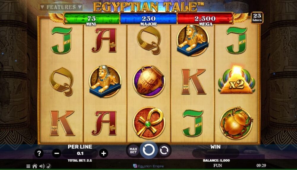 Egyptian Tale slot reels by Spinomenal