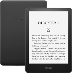 kindle paperwhite front and back with chapter 1 of book displayed